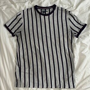Men's Grey, Blue/ Red Striped Short Sleeve T-Shirt